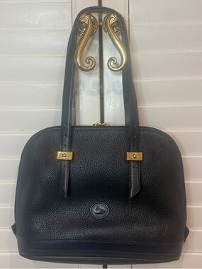 Vintage Dooney & Burke Navy Leather Purse with Gold Hardware